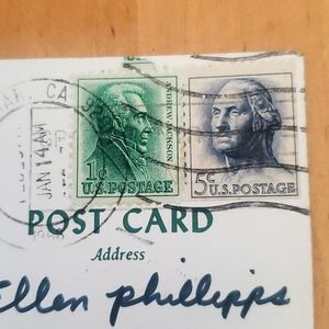 US Stamps Andrew Jackson 1c & George Washington 5 Cents ,US post Card.